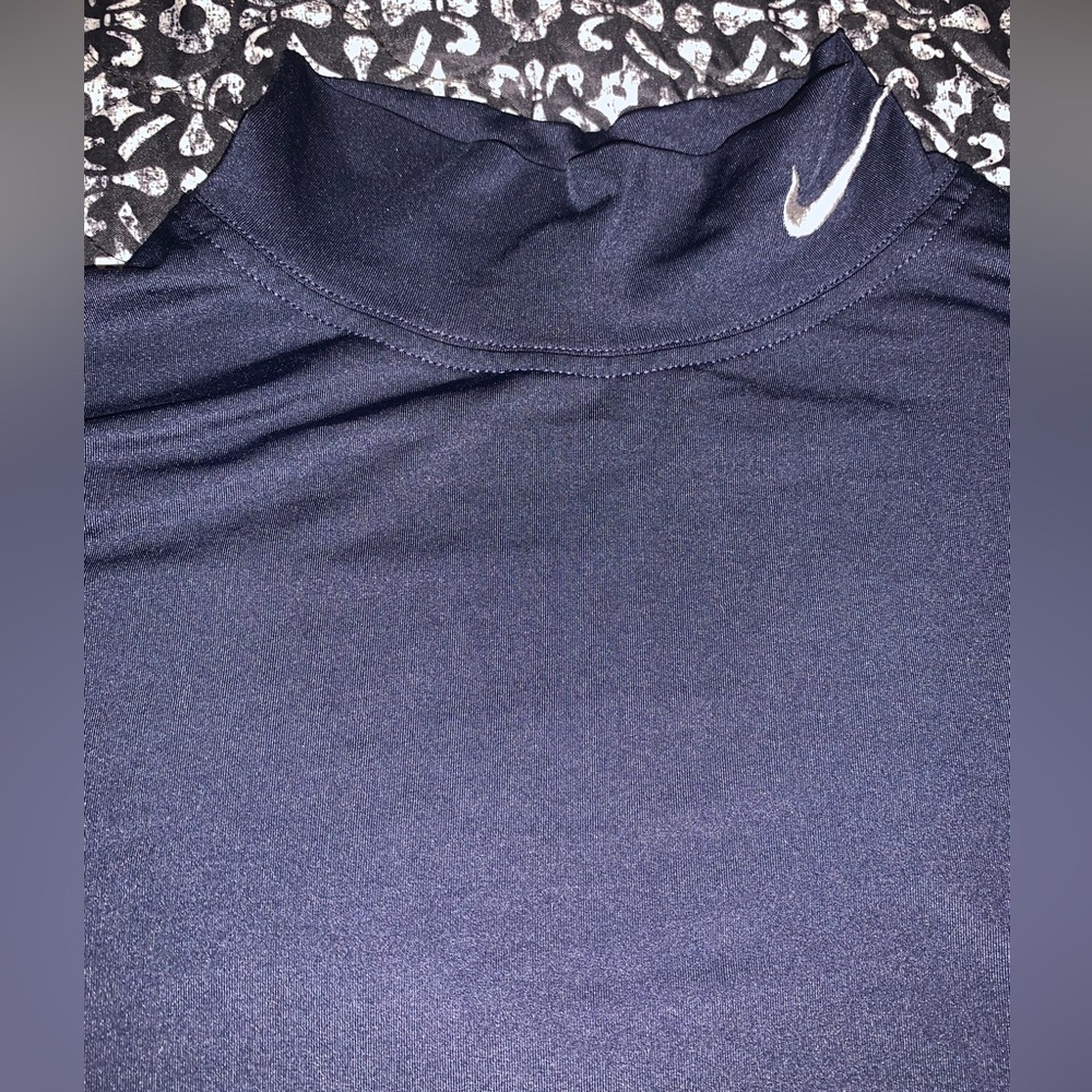 Nike navy tight long sleeve mock turtleneck dri fit athletic shirt - Picture 4 of 7